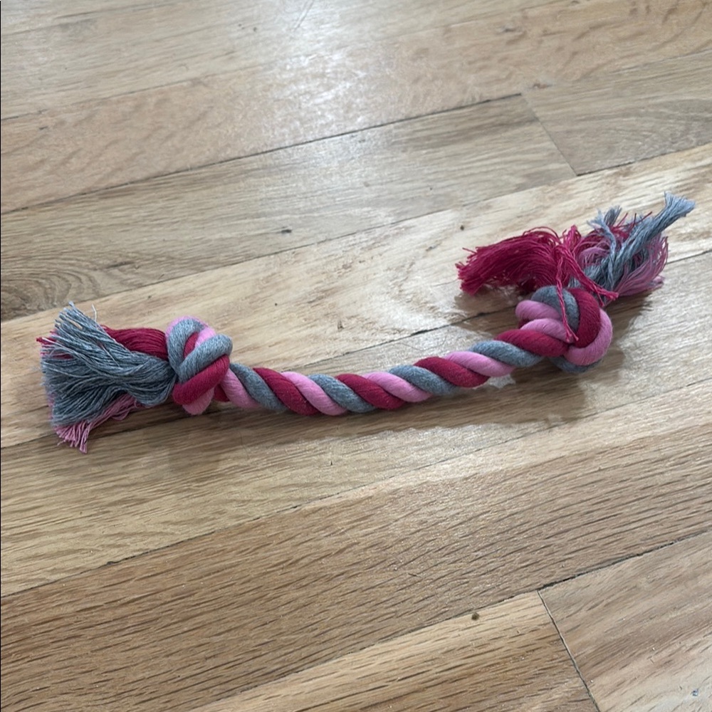 Twisted Pink and Gray Dog Rope Toy